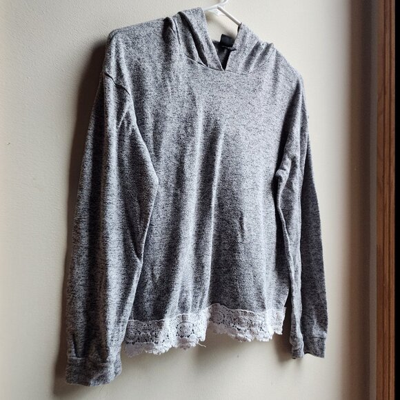 Art Class Juniors Gray Lace Hooded Pullover Sweater Size XL (14/16) - Picture 6 of 13